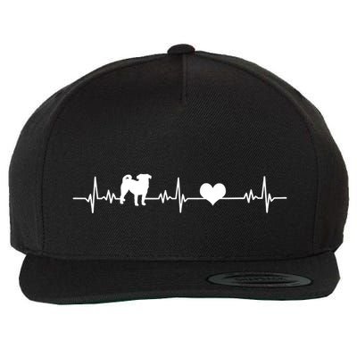 Pug Heartbeat Pug Love Dog Dog Frequency Ekg Wool Snapback Cap