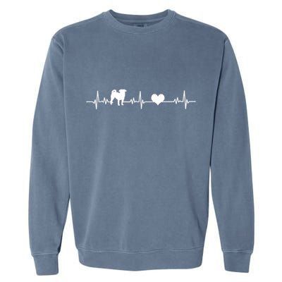 Pug Heartbeat Pug Love Dog Dog Frequency Ekg Garment-Dyed Sweatshirt