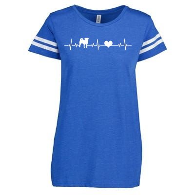 Pug Heartbeat Pug Love Dog Dog Frequency Ekg Enza Ladies Jersey Football T-Shirt