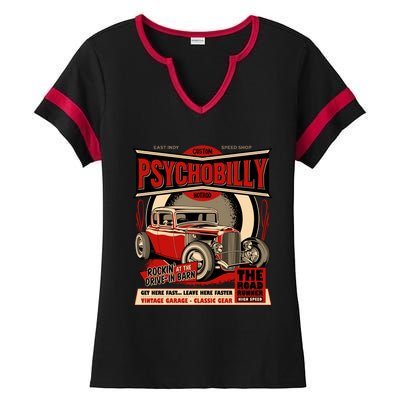 Psychobilly Hotrod Ladies Halftime Notch Neck Tee