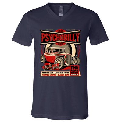 Psychobilly Hotrod V-Neck T-Shirt