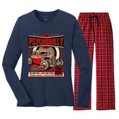 Psychobilly Hotrod Women's Long Sleeve Flannel Pajama Set 