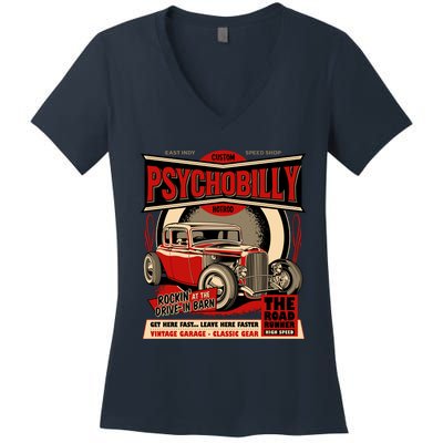 Psychobilly Hotrod Women's V-Neck T-Shirt