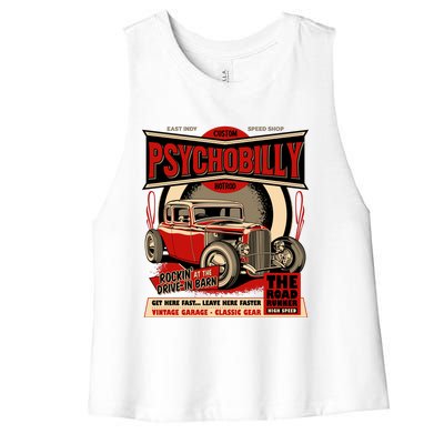 Psychobilly Hotrod Women's Racerback Cropped Tank