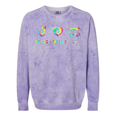 Peace Heart Pi Math Teacher Pi Day Tie Dye Mathematics Colorblast Crewneck Sweatshirt