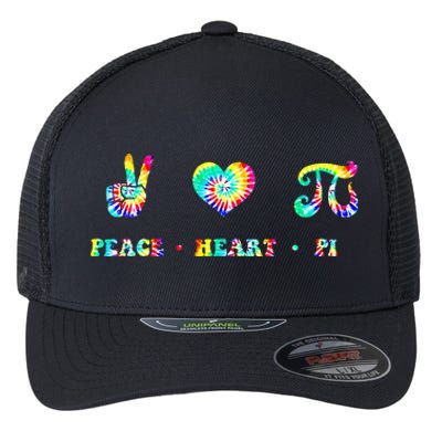 Peace Heart Pi Math Teacher Pi Day Tie Dye Mathematics Flexfit Unipanel Trucker Cap