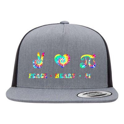 Peace Heart Pi Math Teacher Pi Day Tie Dye Mathematics Flat Bill Trucker Hat