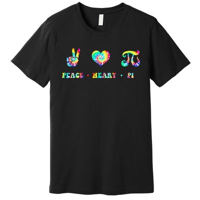 Peace Heart Pi Math Teacher Pi Day Tie Dye Mathematics Premium T-Shirt