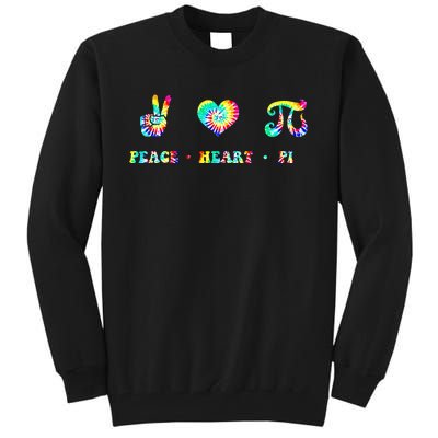 Peace Heart Pi Math Teacher Pi Day Tie Dye Mathematics Tall Sweatshirt