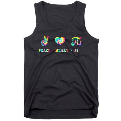 Peace Heart Pi Math Teacher Pi Day Tie Dye Mathematics Tank Top