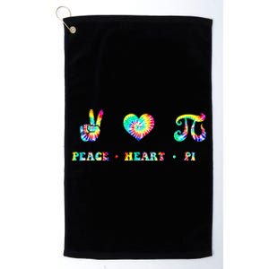 Peace Heart Pi Math Teacher Pi Day Tie Dye Mathematics Platinum Collection Golf Towel