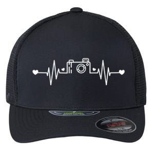 Photographer Heartbeat Photography Lovers Camera Novelty Gift Flexfit Unipanel Trucker Cap