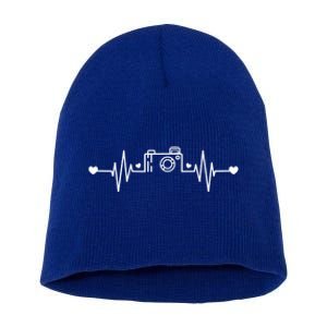 Photographer Heartbeat Photography Lovers Camera Novelty Gift Short Acrylic Beanie