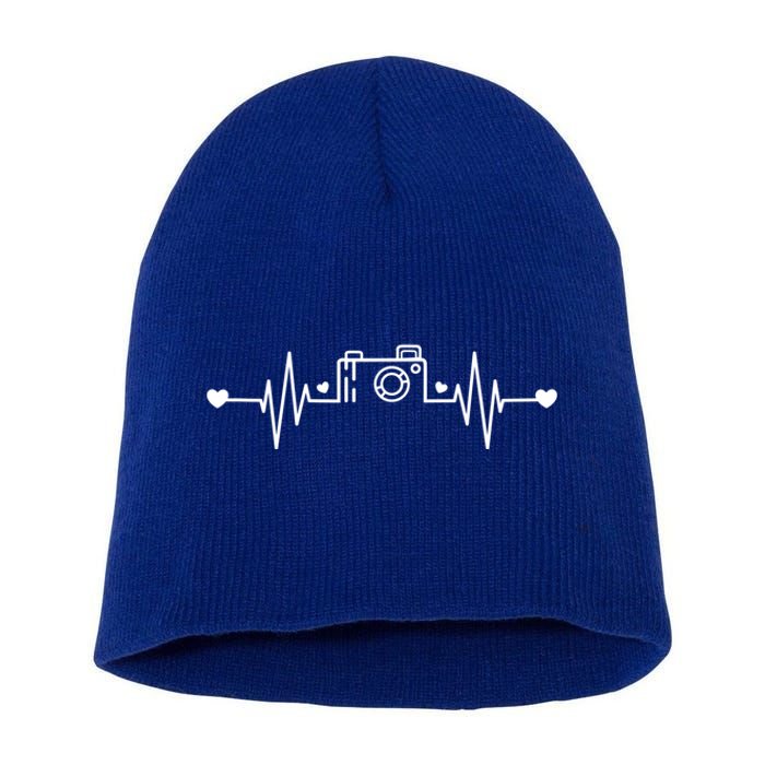 Photographer Heartbeat Photography Lovers Camera Novelty Gift Short Acrylic Beanie