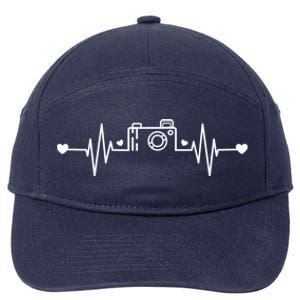 Photographer Heartbeat Photography Lovers Camera Novelty Gift 7-Panel Snapback Hat