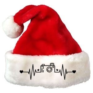 Photographer Heartbeat Photography Lovers Camera Novelty Gift Premium Christmas Santa Hat