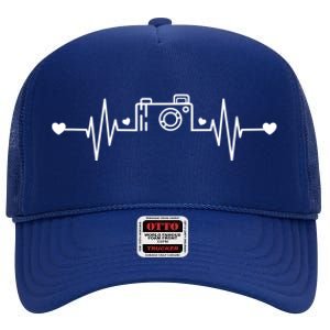 Photographer Heartbeat Photography Lovers Camera Novelty Gift High Crown Mesh Back Trucker Hat