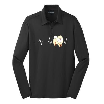 Pomeranian Heartbeat Pomeranian Gift Pomeranian Silk Touch Performance Long Sleeve Polo