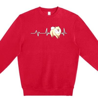 Pomeranian Heartbeat Pomeranian Gift Pomeranian Premium Crewneck Sweatshirt