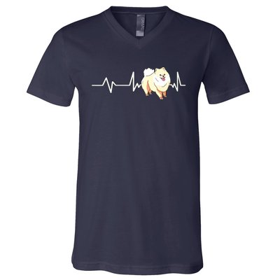 Pomeranian Heartbeat Pomeranian Gift Pomeranian V-Neck T-Shirt