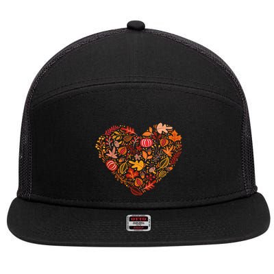 Pumpkin Heart 7 Panel Mesh Trucker Snapback Hat