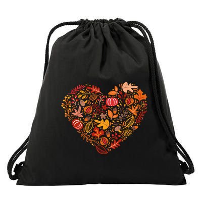 Pumpkin Heart Drawstring Bag