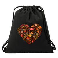 Pumpkin Heart Drawstring Bag