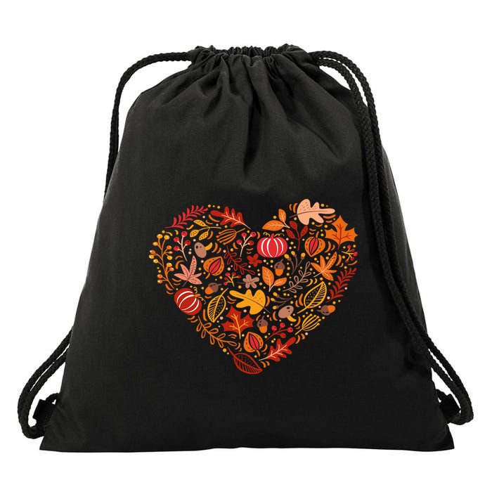 Pumpkin Heart Drawstring Bag