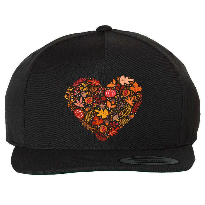Pumpkin Heart Wool Snapback Cap