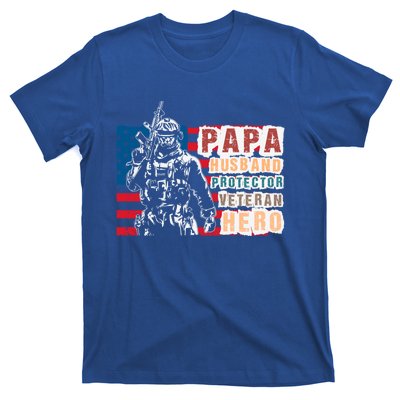 Papa Husband Protector Veteran Retired Soldier Great Gift T-Shirt