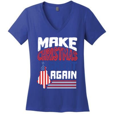 Patriotic Holiday Quote Make Christmas Great Again Great Gift Women's V-Neck T-Shirt