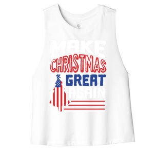 Patriotic Holiday Quote Make Christmas Great Again Great Gift Women's Racerback Cropped Tank