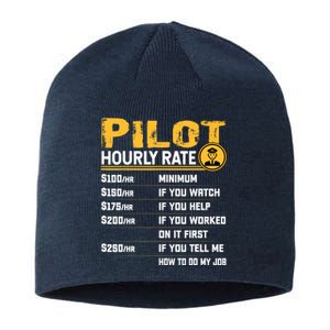 Pilot Hourly Rate Funny Aviation Airline Airplane Pilot Sustainable Beanie