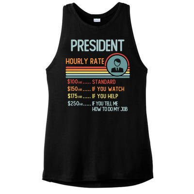 President Hourly Rate Gift Retro Job Title Gift Ladies PosiCharge Tri-Blend Wicking Tank