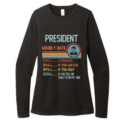 President Hourly Rate Gift Retro Job Title Gift Womens CVC Long Sleeve Shirt