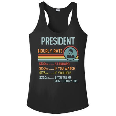 President Hourly Rate Gift Retro Job Title Gift Ladies PosiCharge Competitor Racerback Tank