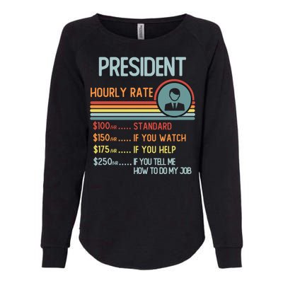 President Hourly Rate Gift Retro Job Title Gift Womens California Wash Sweatshirt