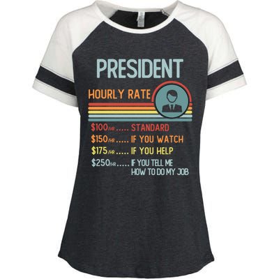 President Hourly Rate Gift Retro Job Title Gift Enza Ladies Jersey Colorblock Tee