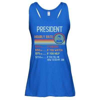 President Hourly Rate Gift Retro Job Title Gift Ladies Essential Flowy Tank