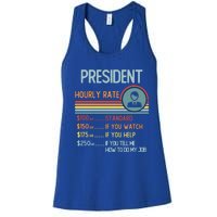 President Hourly Rate Gift Retro Job Title Gift Women's Racerback Tank