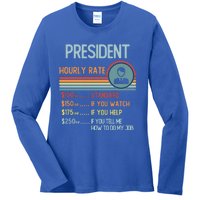 President Hourly Rate Gift Retro Job Title Gift Ladies Long Sleeve Shirt