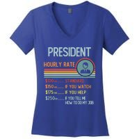 President Hourly Rate Gift Retro Job Title Gift Women's V-Neck T-Shirt