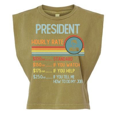 President Hourly Rate Gift Retro Job Title Gift Garment-Dyed Women's Muscle Tee