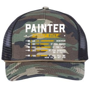 Painter Hourly Rate Funny Painting Professional Painter Cool Gift Retro Rope Trucker Hat Cap