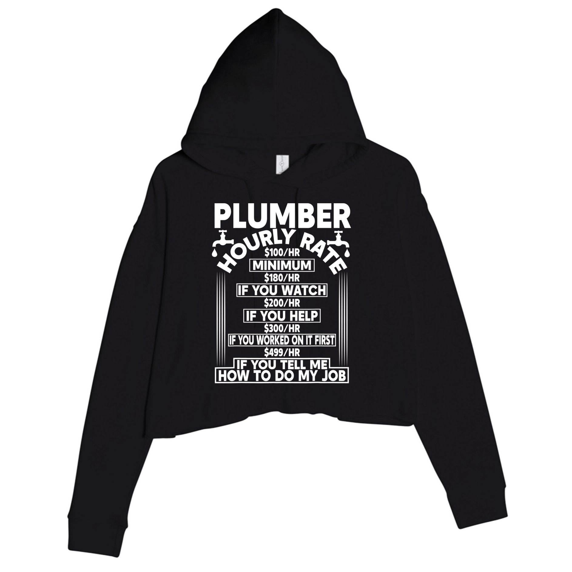 Plumber Hourly Rate Crop Fleece Hoodie