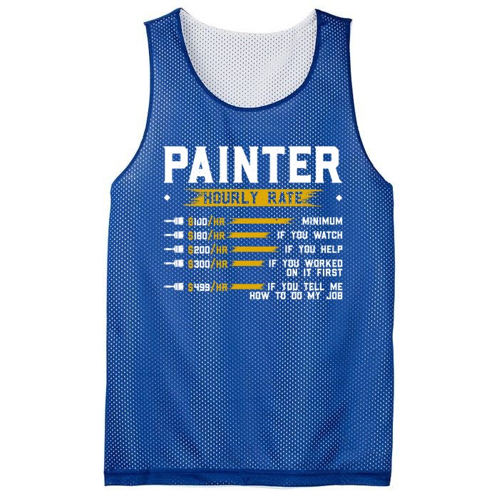 Painter Hourly Rate Funny Painting Professional Painter Cool Gift Mesh Reversible Basketball Jersey Tank