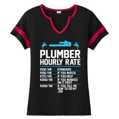 Plumber Hourly Rate - Funny Plumbing Ladies Halftime Notch Neck Tee