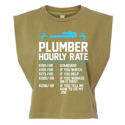 Plumber Hourly Rate - Funny Plumbing Garment-Dyed Women's Muscle Tee