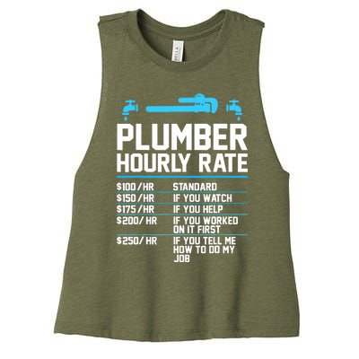 Plumber Hourly Rate - Funny Plumbing Women's Racerback Cropped Tank