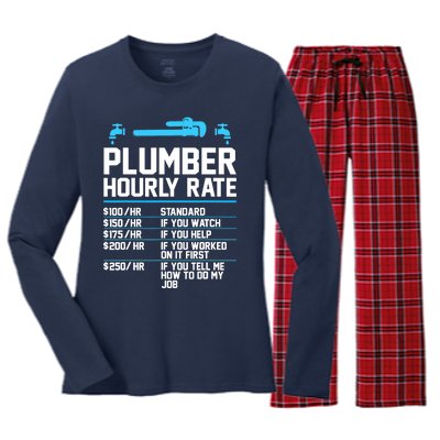 Plumber Hourly Rate - Funny Plumbing Women's Long Sleeve Flannel Pajama Set 